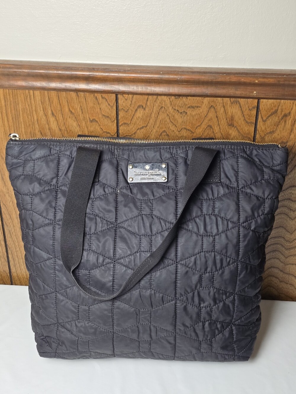 Kate Spade Black Quilted Tote Bag - Nylon Shoulder Tote